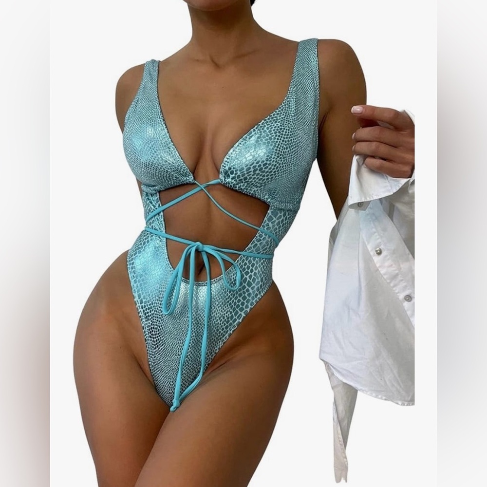 Aqua Snakeskin Women's One-Piece Swimsuit